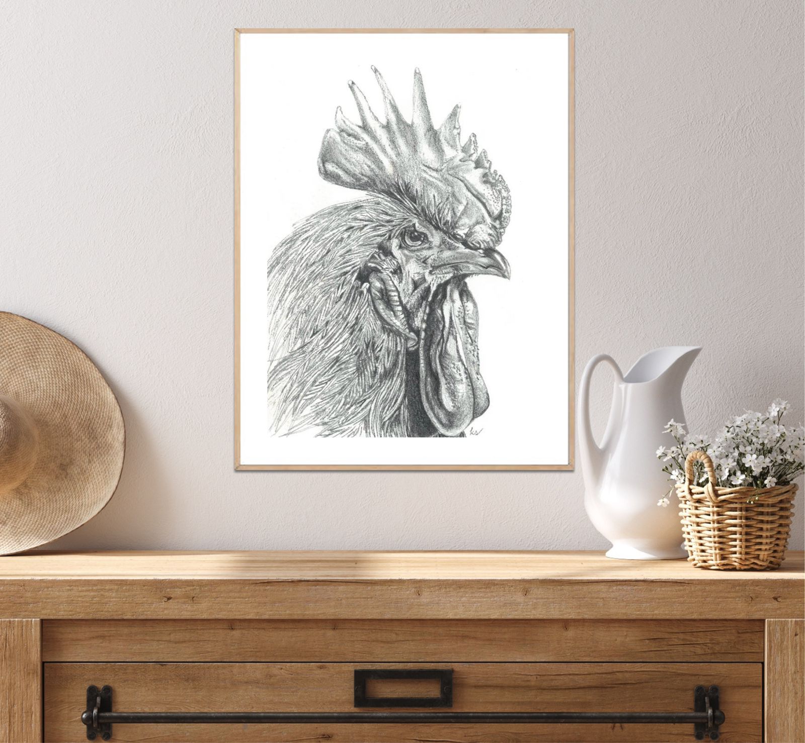 Rooster Illustration Print