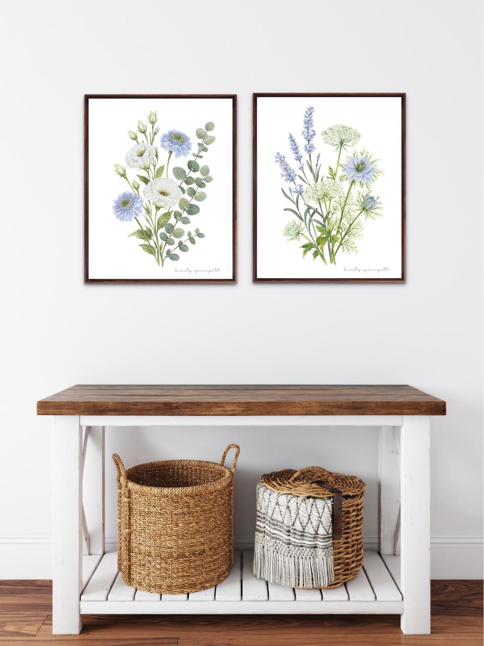 Scabiosa and Lisianthus Print